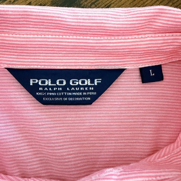 Polo Golf Ralph Lauren Pink Micro-Striped 100% Pima Cotton Polo Shirt Size L - Picture 6 of 11